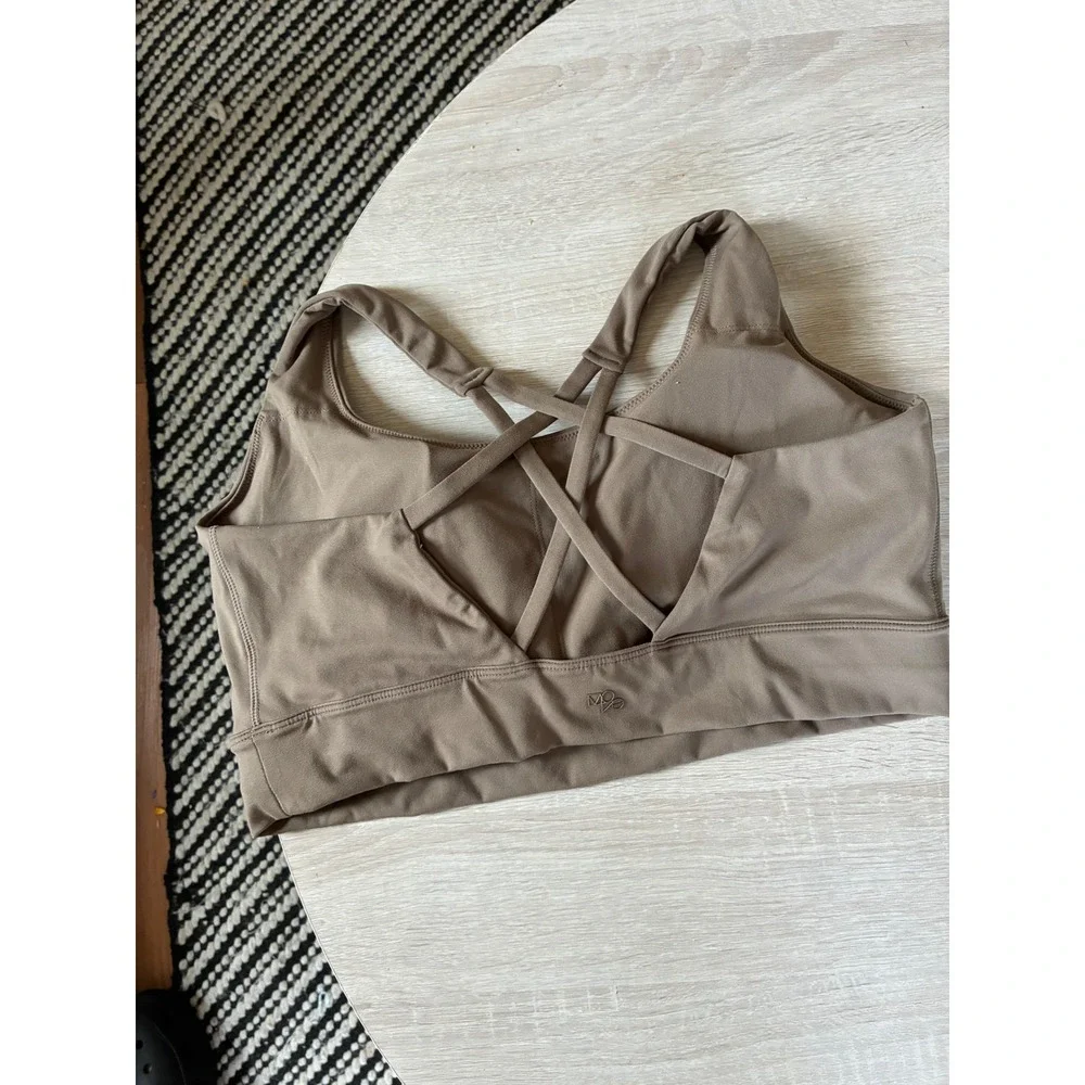 HM Move SoftMove Sports Bra Taupe Brown Strappy Cross Back Medium Support XL
